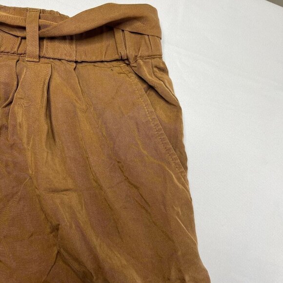 Ann Taylor 100% Lyocell Elastic Waist Belted Shorts Brown Size 8 - Picture 3 of 8